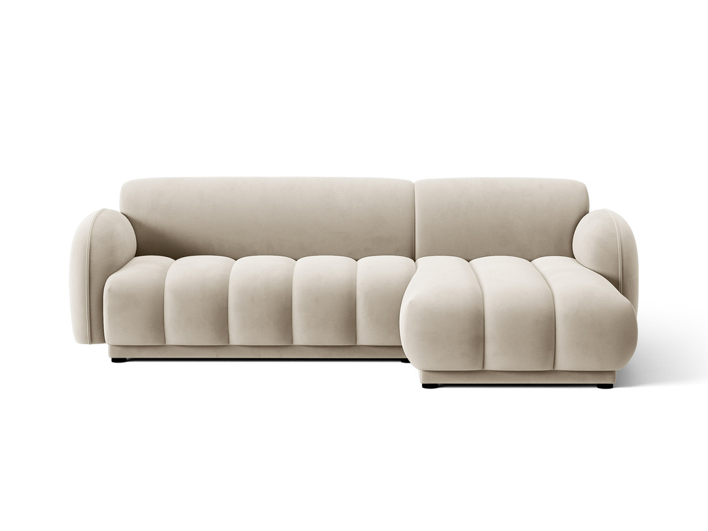 Cosmopolitan Design Ecksofa Bilbao 3-Sitzer Samt Casino Helles Beige Rechts