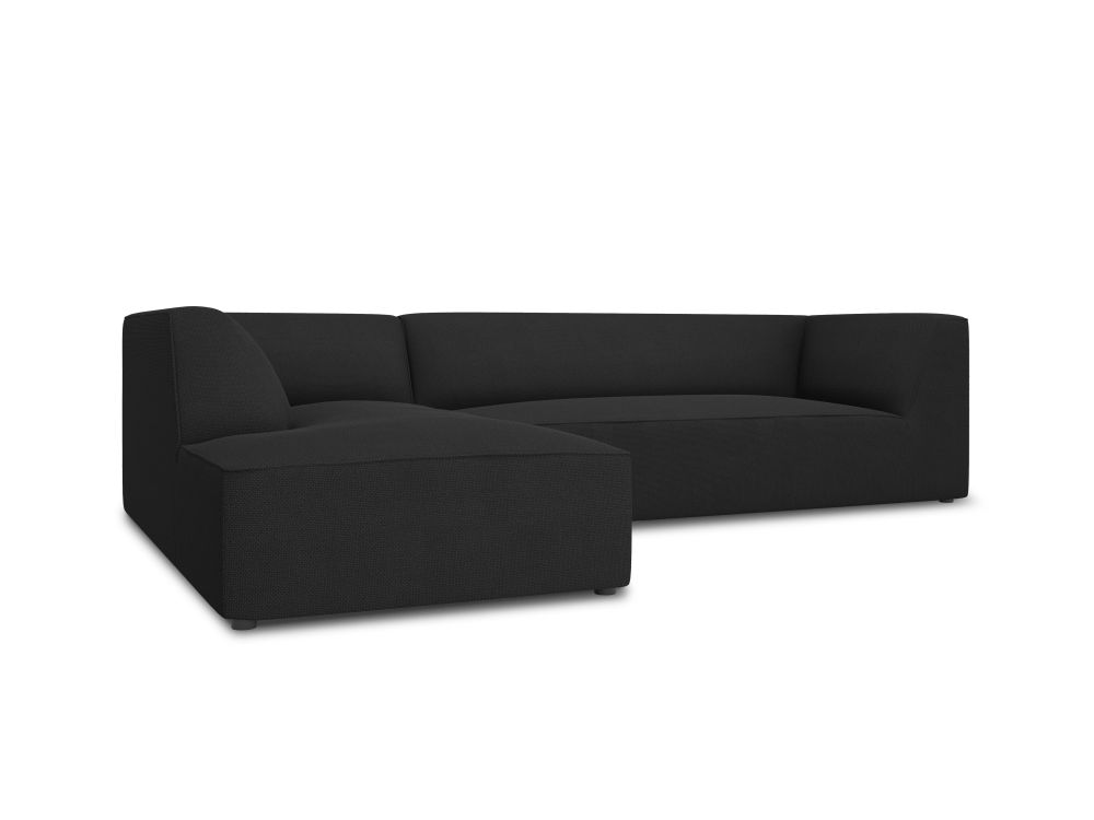 Cosmopolitan Design Ecksofa Siena 4-Sitzer Strukturierter Stoff Ottawa Schwarz Links