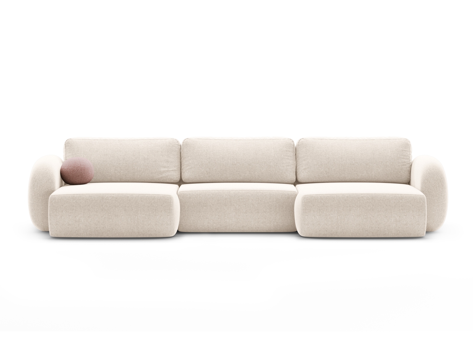 Cosmopolitan Design Panoramasofa Tonale 5-Sitzer mit Schlaffunktion und Bettkasten Chenille Eden Helles Beige