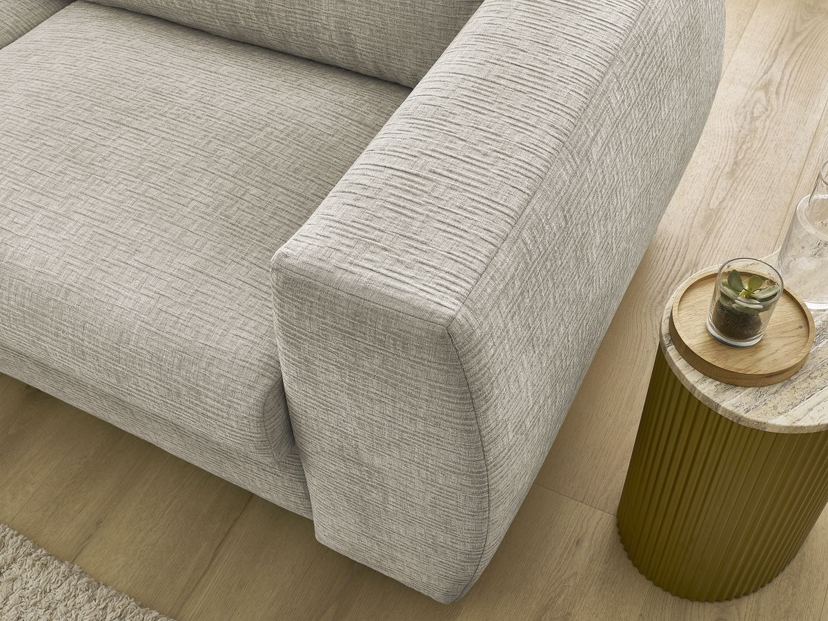 Bobochic Hugo Schlafsofa 3-Sitzer Strukturstoff Beige, Liegefläche 160 × 190 cm