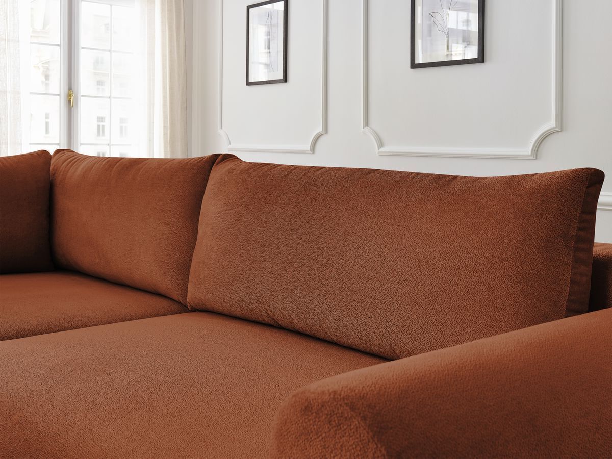 Bobochic Lucien Ecksofa mit Schlaffunktion und Bettkasten 296 × 198 cm Stoff Orange Ecke links