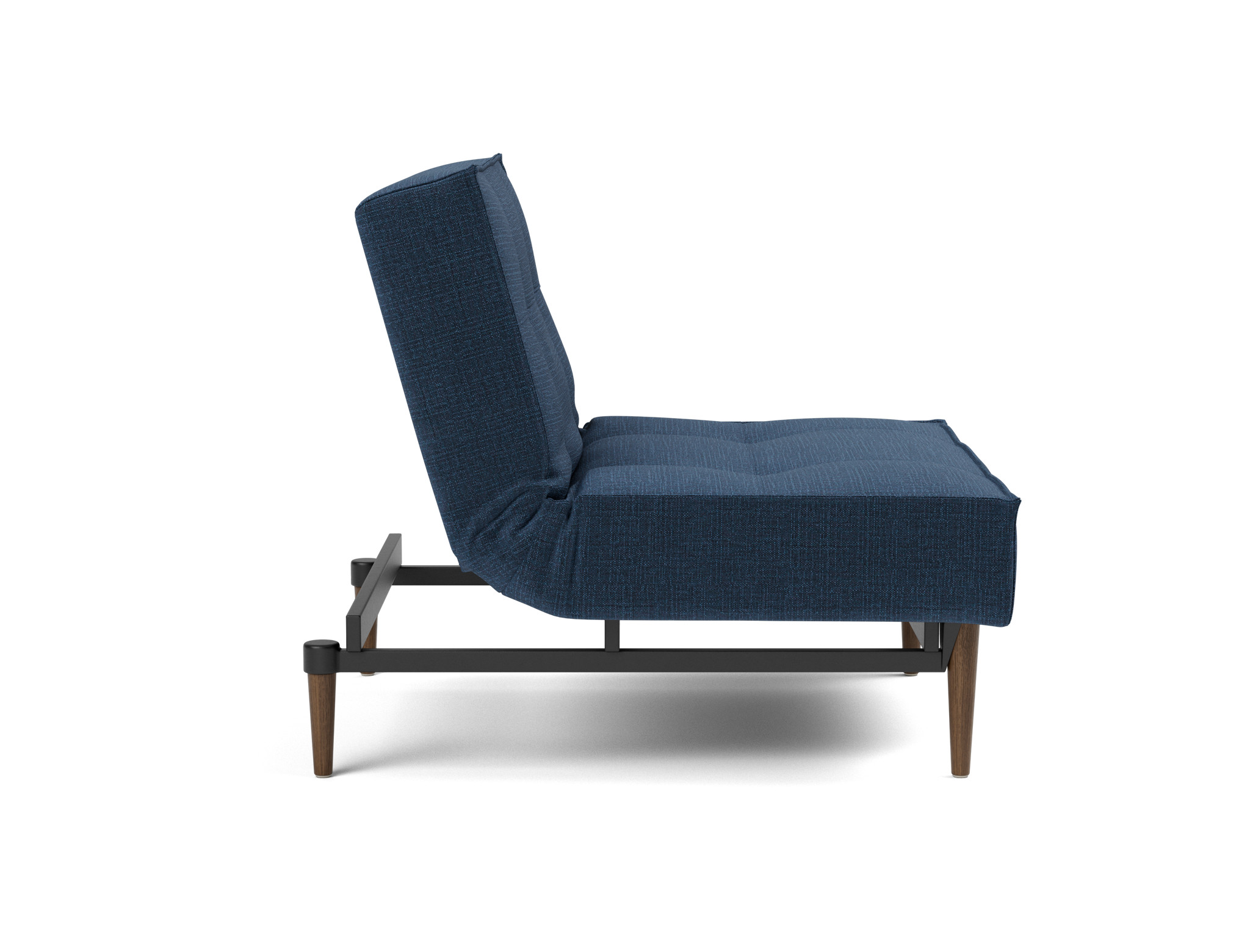 Sessel Splitback Chenille Esina 414-Indigo-Blue Beine Styletto Eiche dunkel
