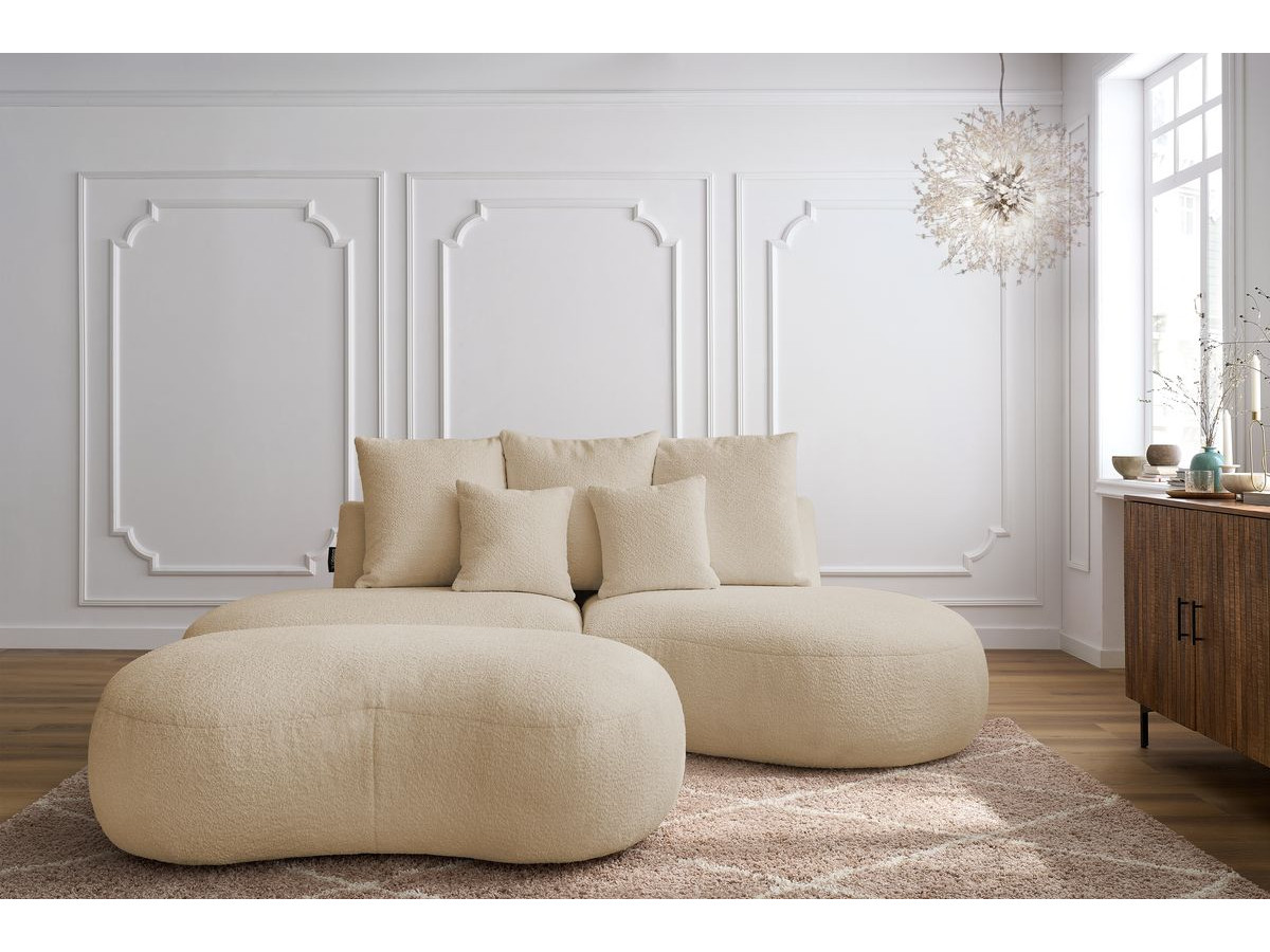 Bobochic Saint-germain Sofa 5-Sitzer mit Pouf Bouclé-Stoff Beige