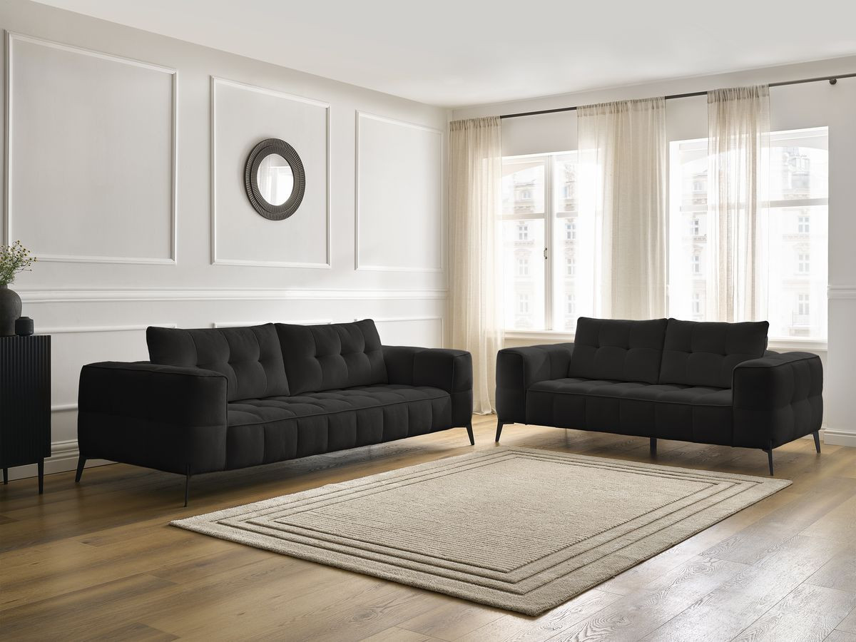 Bobochic Anis Sofa-Set 3- und 2-Sitzer Strukturstoff Schwarz