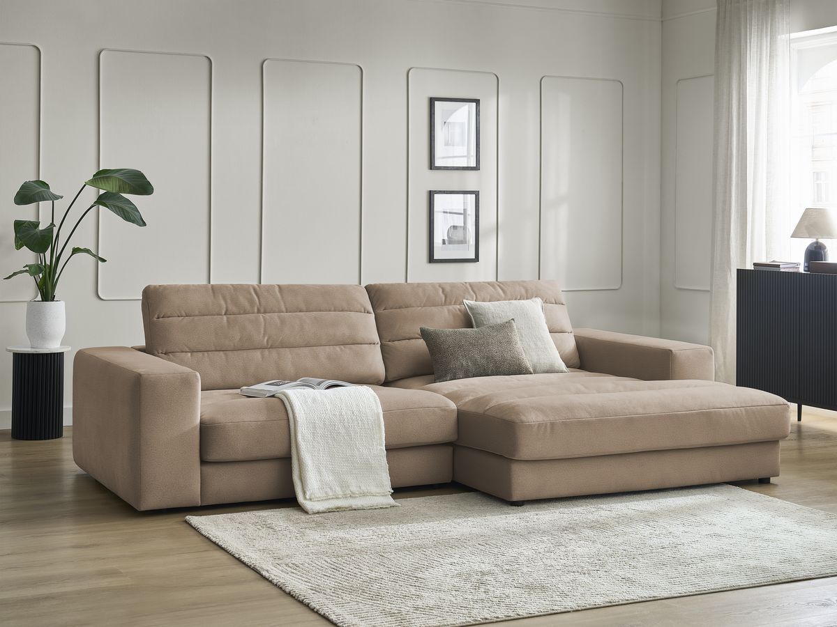 Bobochic Sierra Ecksofa Samt Taupe Ecke rechts