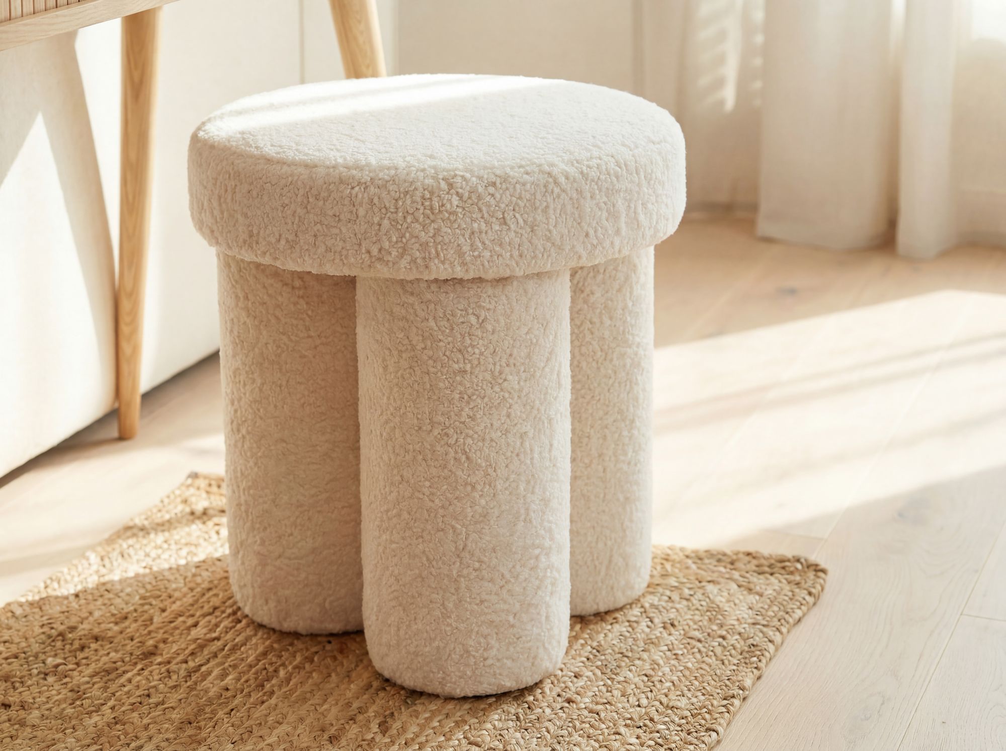 Sitzhocker Vagland Stoff Creme Ø 40 cm