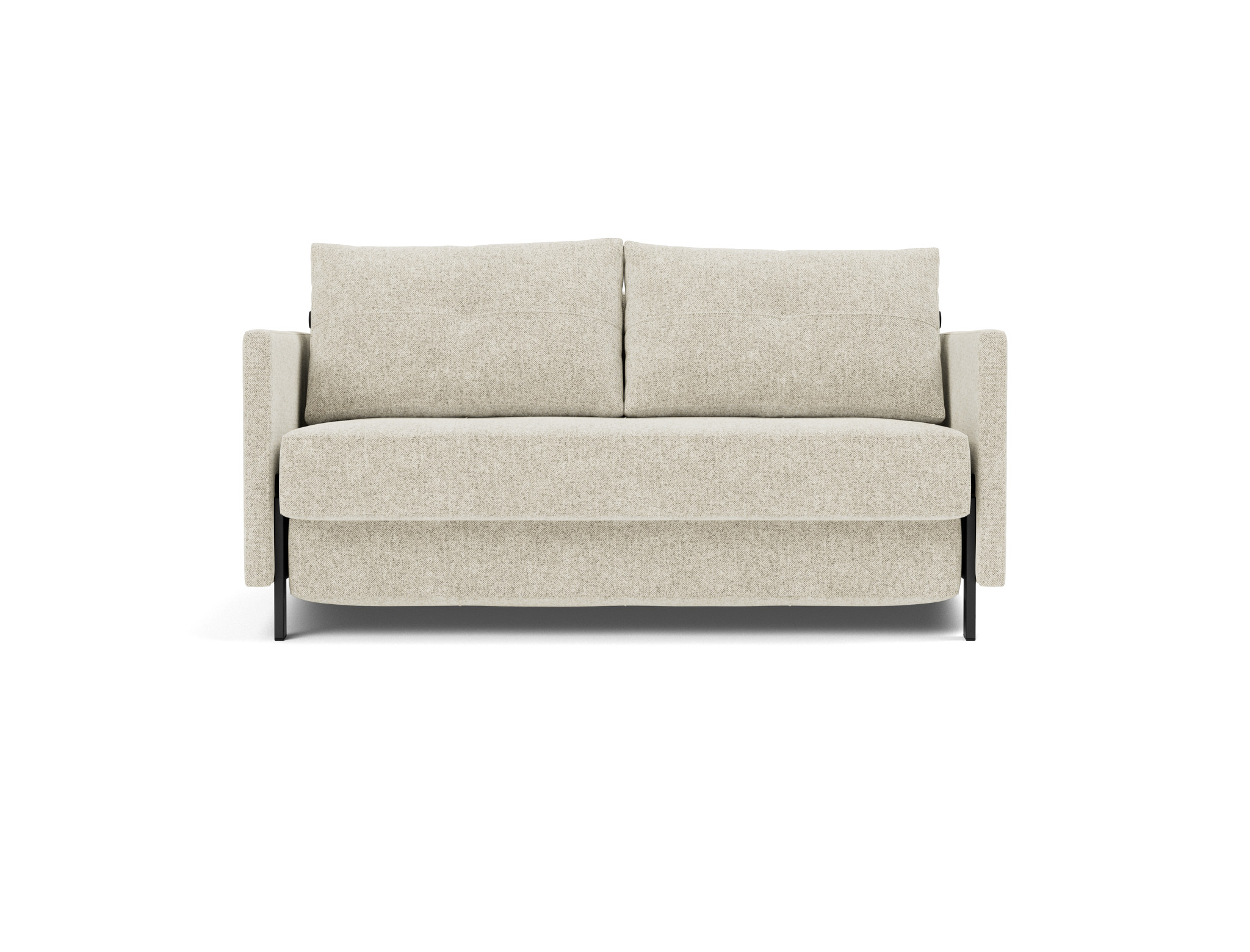 Schlafsofa Cubed mit Armlehnen 140 Strukturierter Stoff Taura 357-Off-White