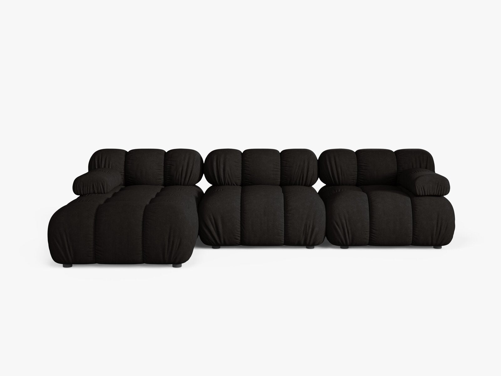 Micadoni Modulares Ecksofa Bellis 4-Sitzer Links Strukturierter Stoff Liberty Schwarz