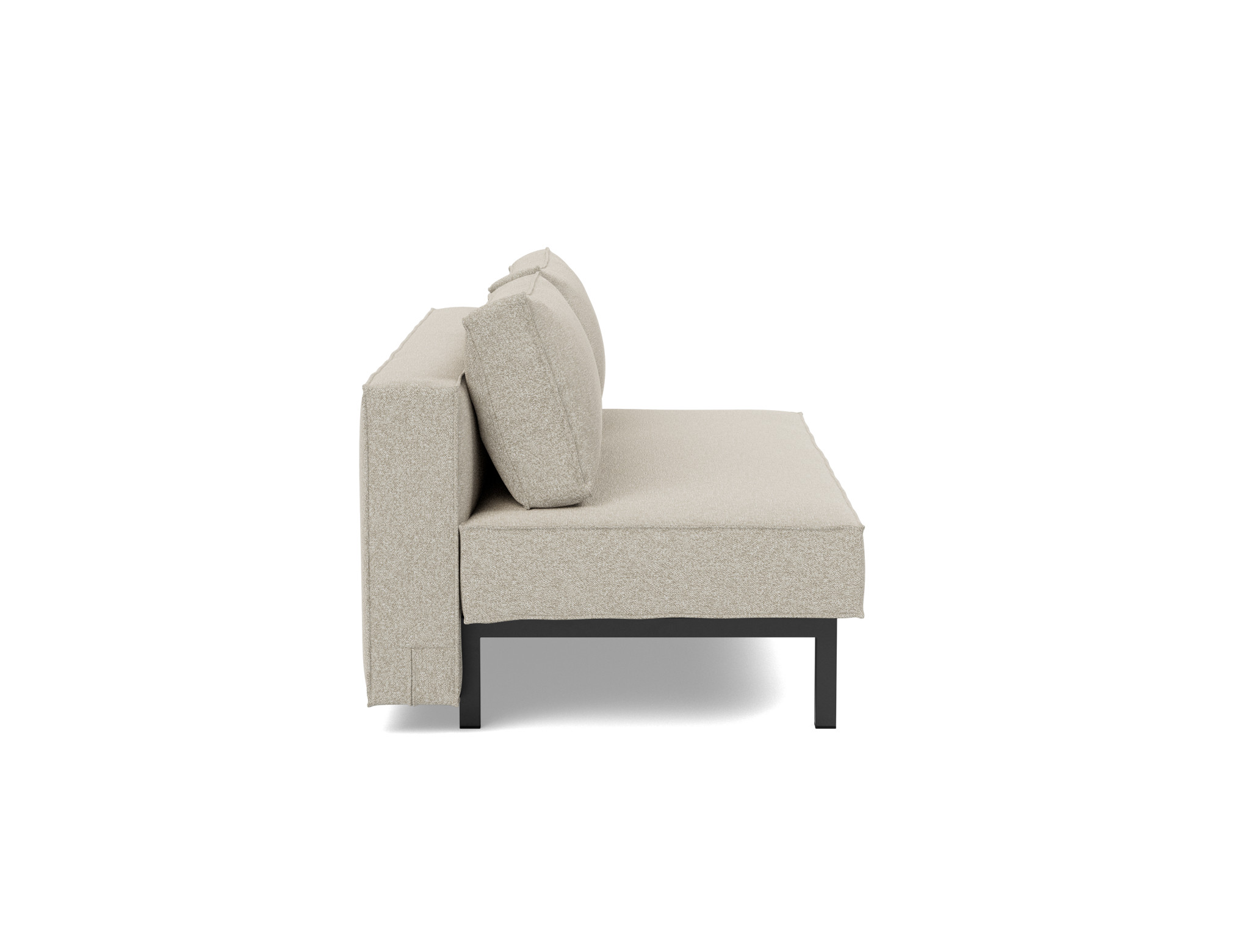 Schlafsofa Sly Boucle Skandi 539-Beige Beine Schwarzes Metall