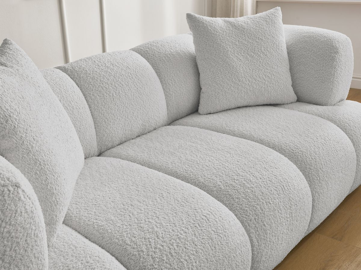 Bobochic Pamira Sofa 2-Sitzer Bouclé-Stoff Hellgrau