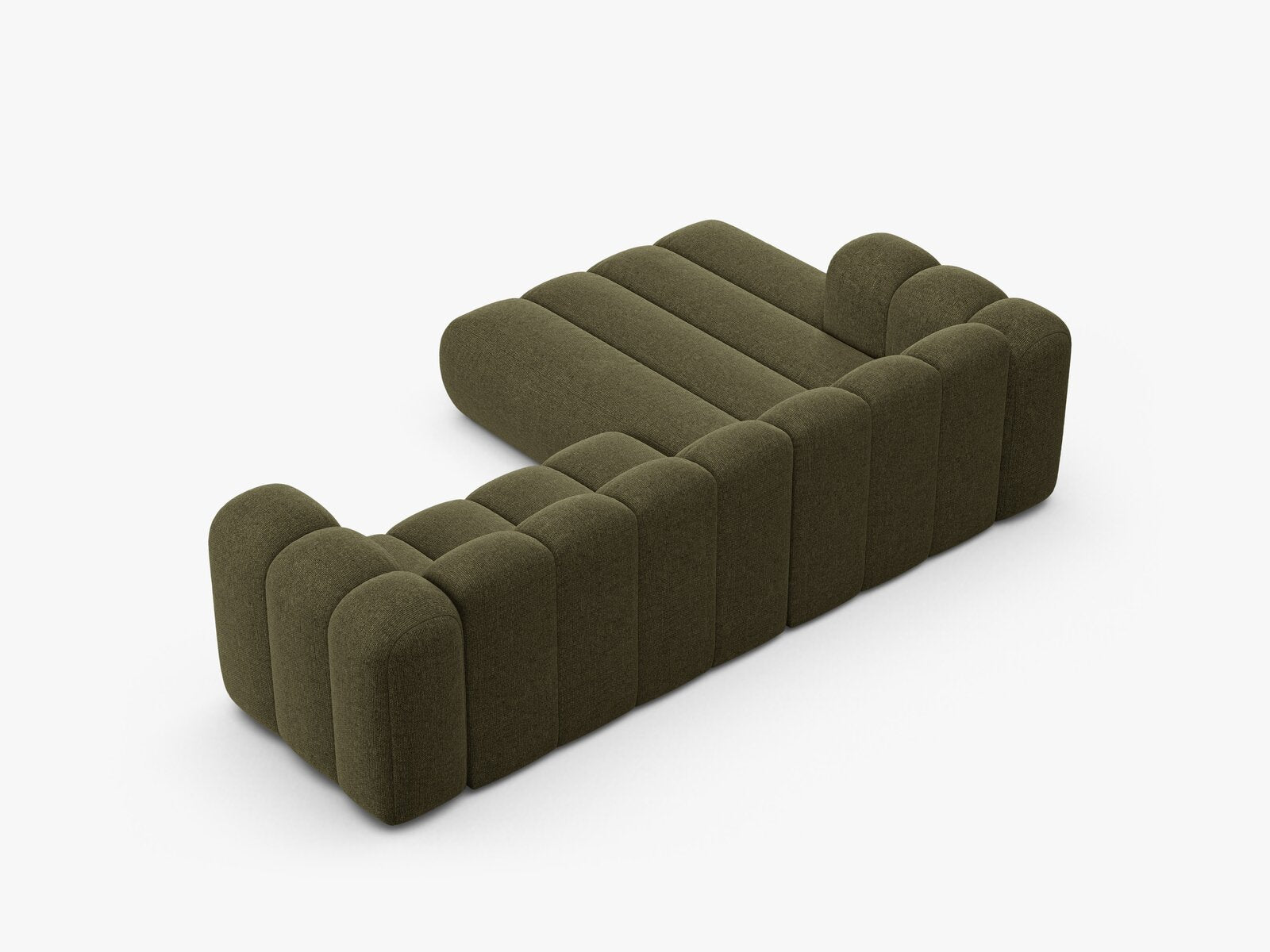Micadoni Modulares Ecksofa Lupine 4-Sitzer mittelgroß Links Chenille Eden Grün