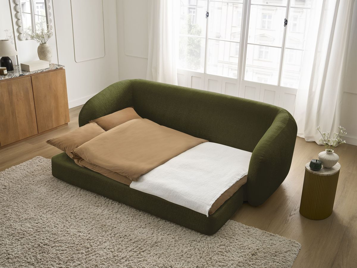 Bobochic Neyo Schlafsofa 3-Sitzer Strukturstoff Grün