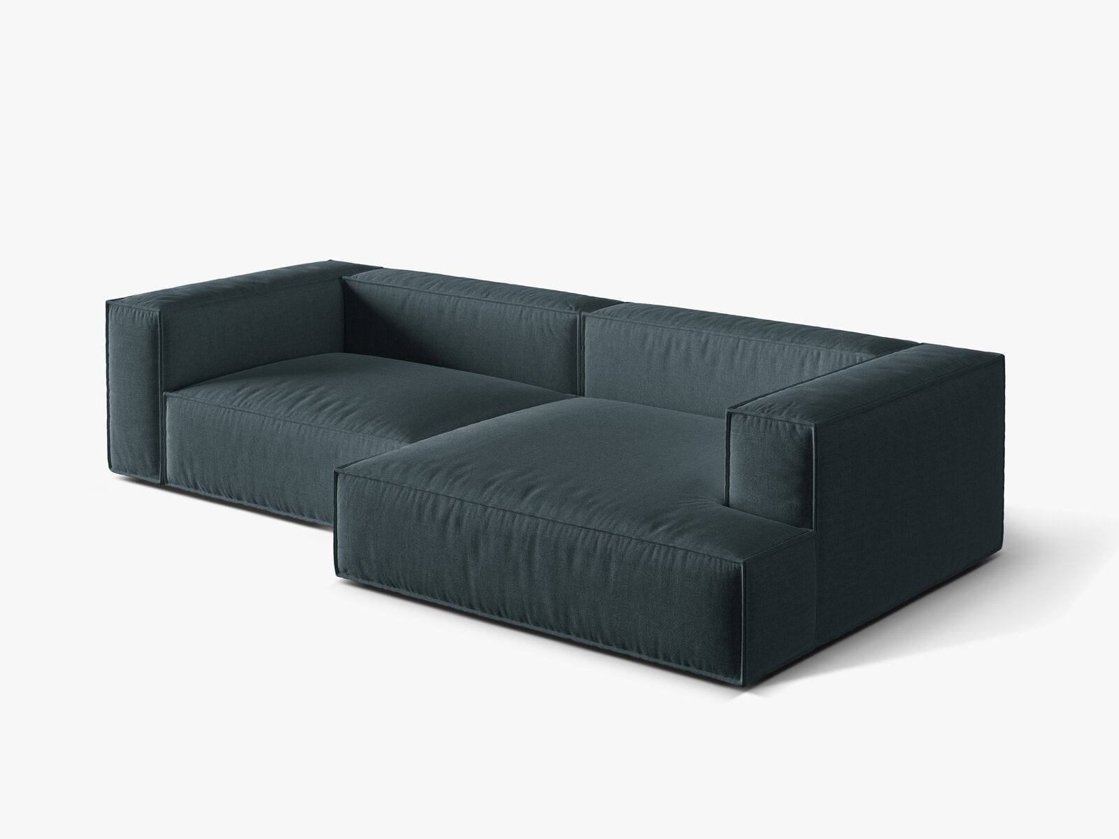 Micadoni Ecksofa Nuria 4-Sitzer Rechts Strukturierter Stoff Dunkel Petrol