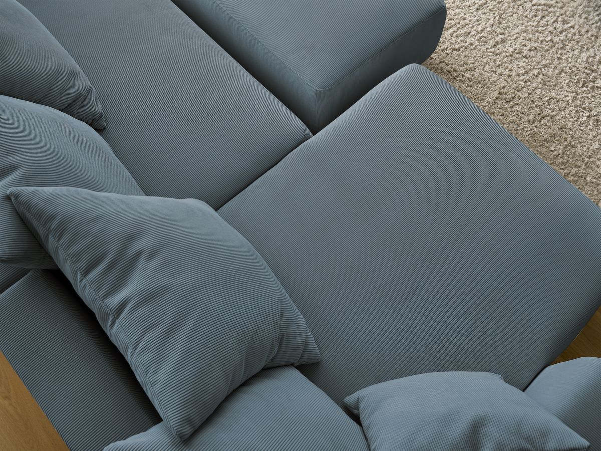 Bobochic Sidonie Wohnlandschaft mit Pouf Cordsamt Dunkelblau