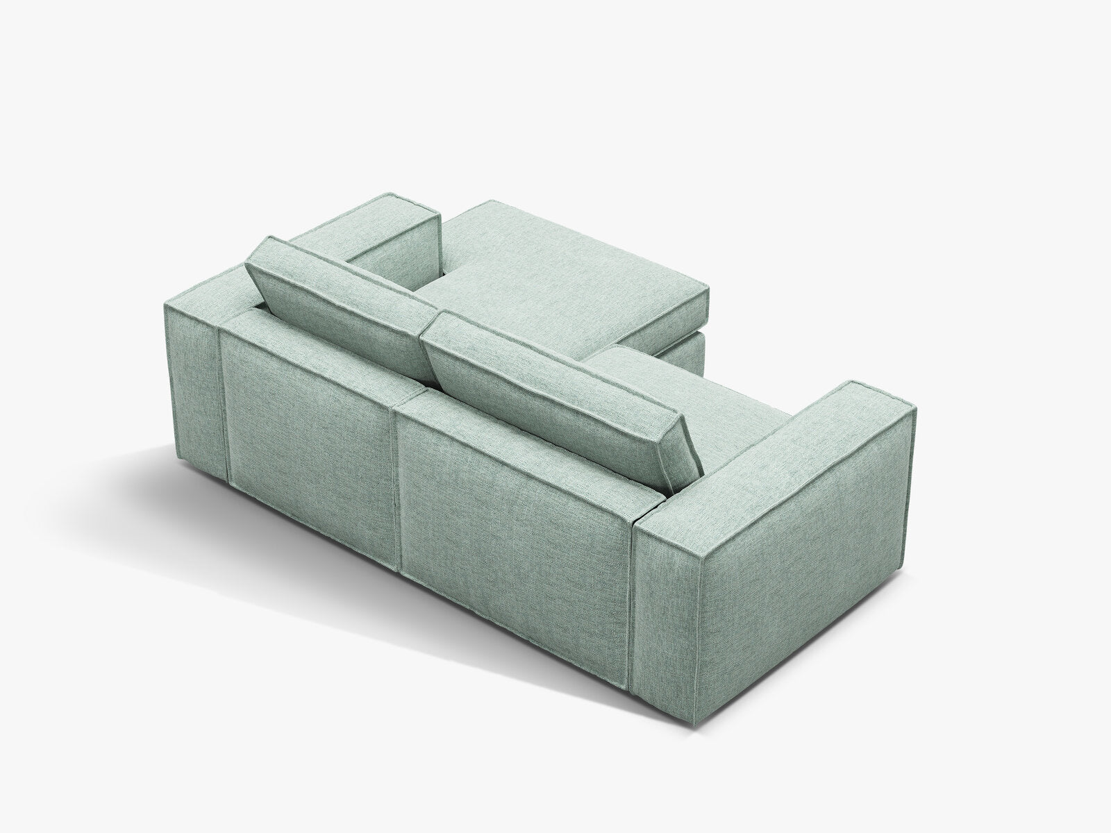 Micadoni modulares Ecksofa Pola 2-Sitzer kleine Version Rechts Strukturierter Stoff Babel Minze