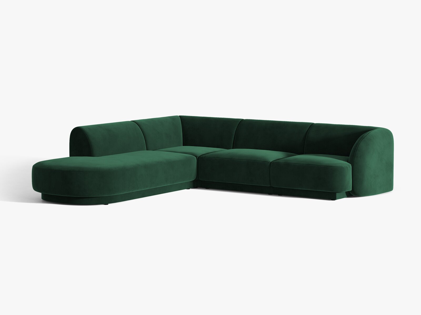 Micadoni Ecksofa Miley 6-Sitzer Samt Bluvel Flaschengrün Links