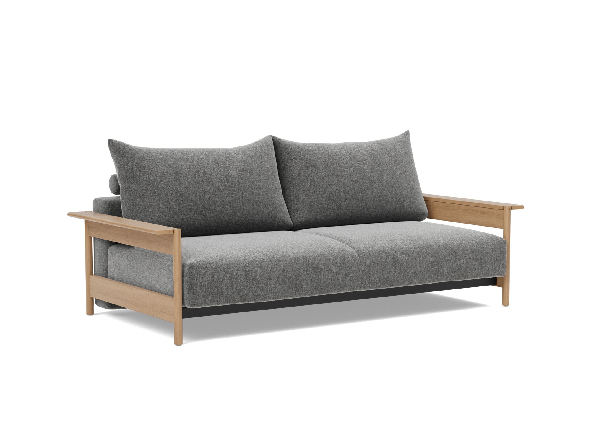 Schlafsofa Malloy Wood Strukturierter Stoff Twist 563-Charcoal