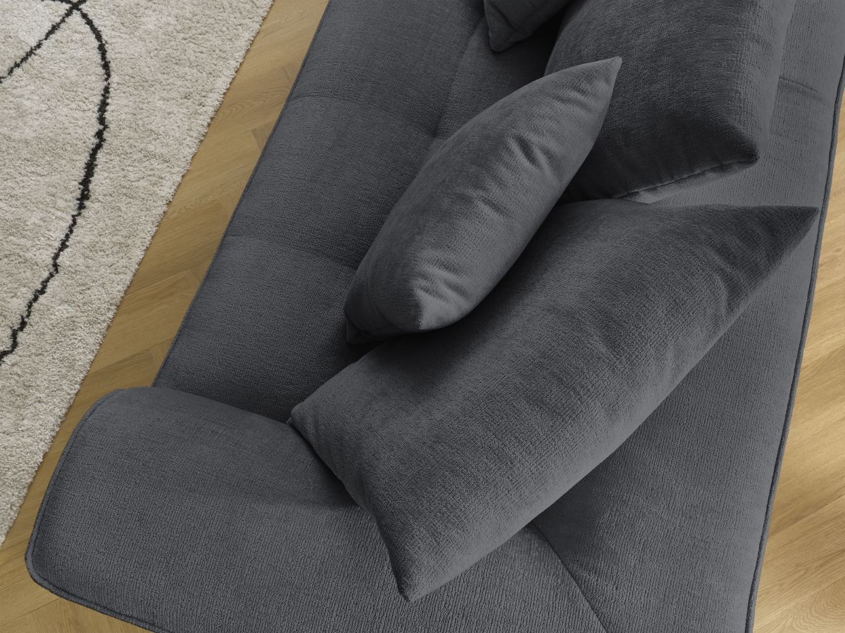 Bobochic Whesley Sofa 3-Sitzer Stoff Dunkelgrau