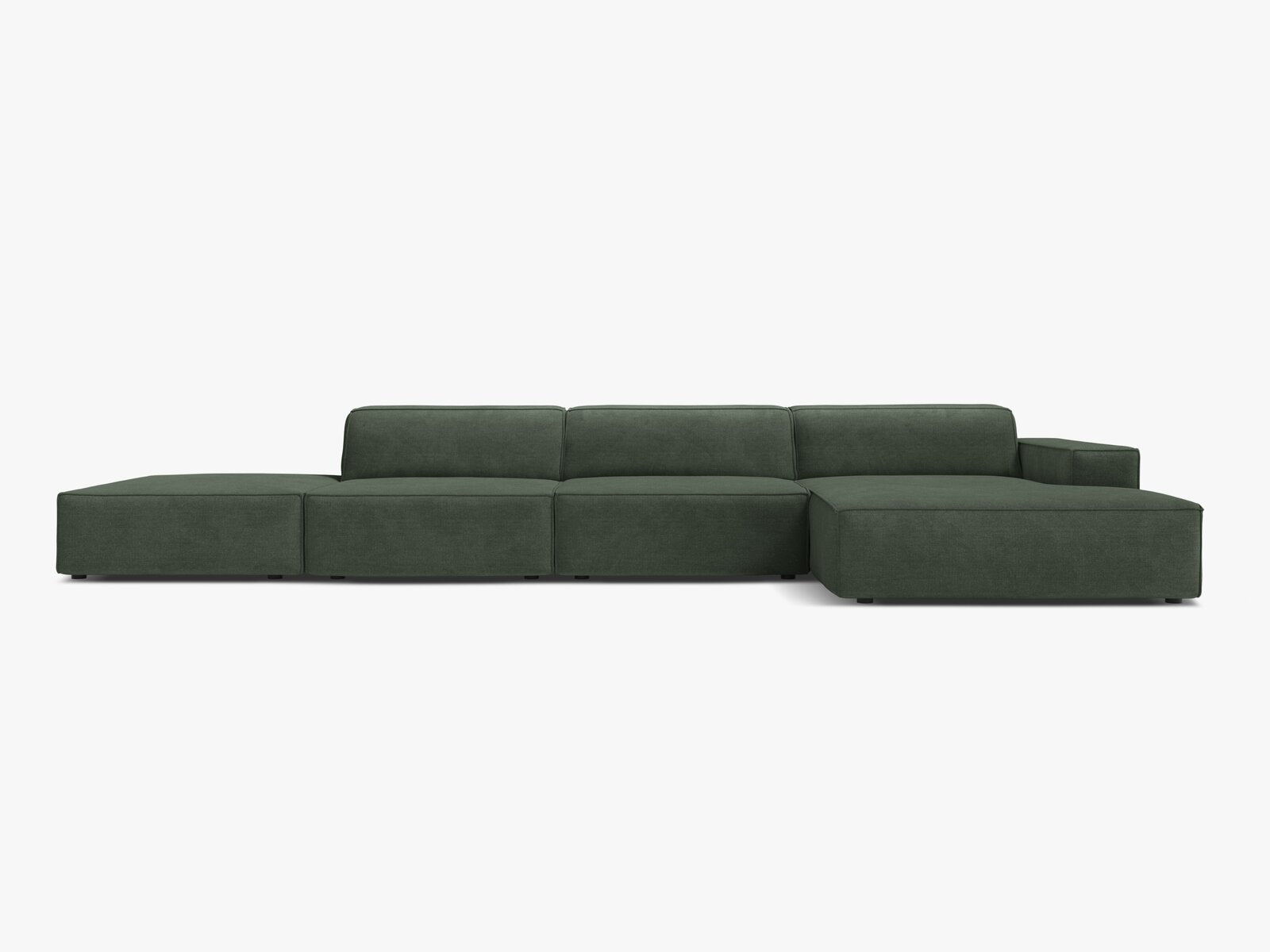 Micadoni Ecksofa Jodie 5-Sitzer Strukturierter Stoff Liberty Moßgrün Rechts