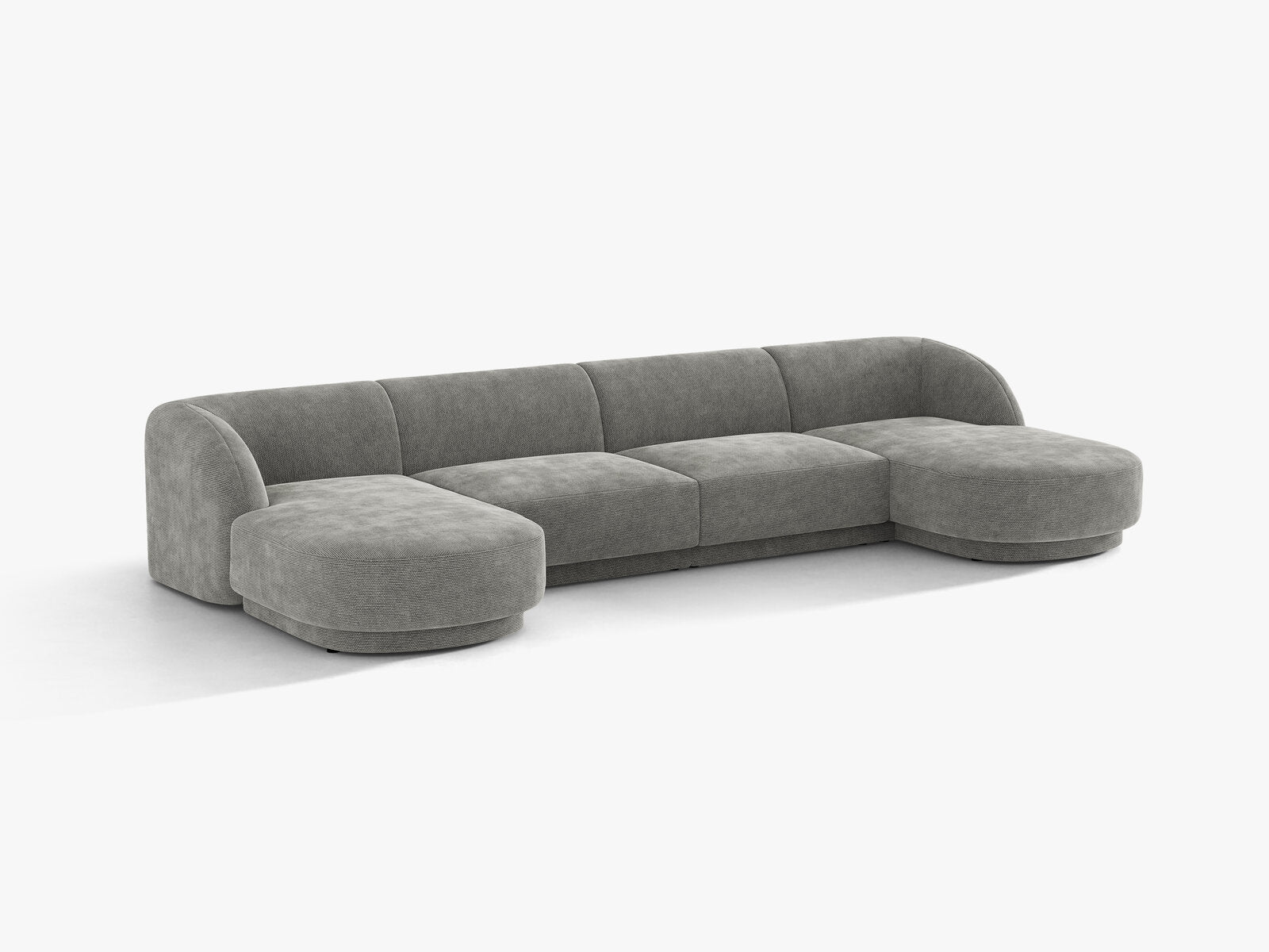 Micadoni Panorama-Sofa Miley 5-Sitzer Chenille Eden Hellgrau