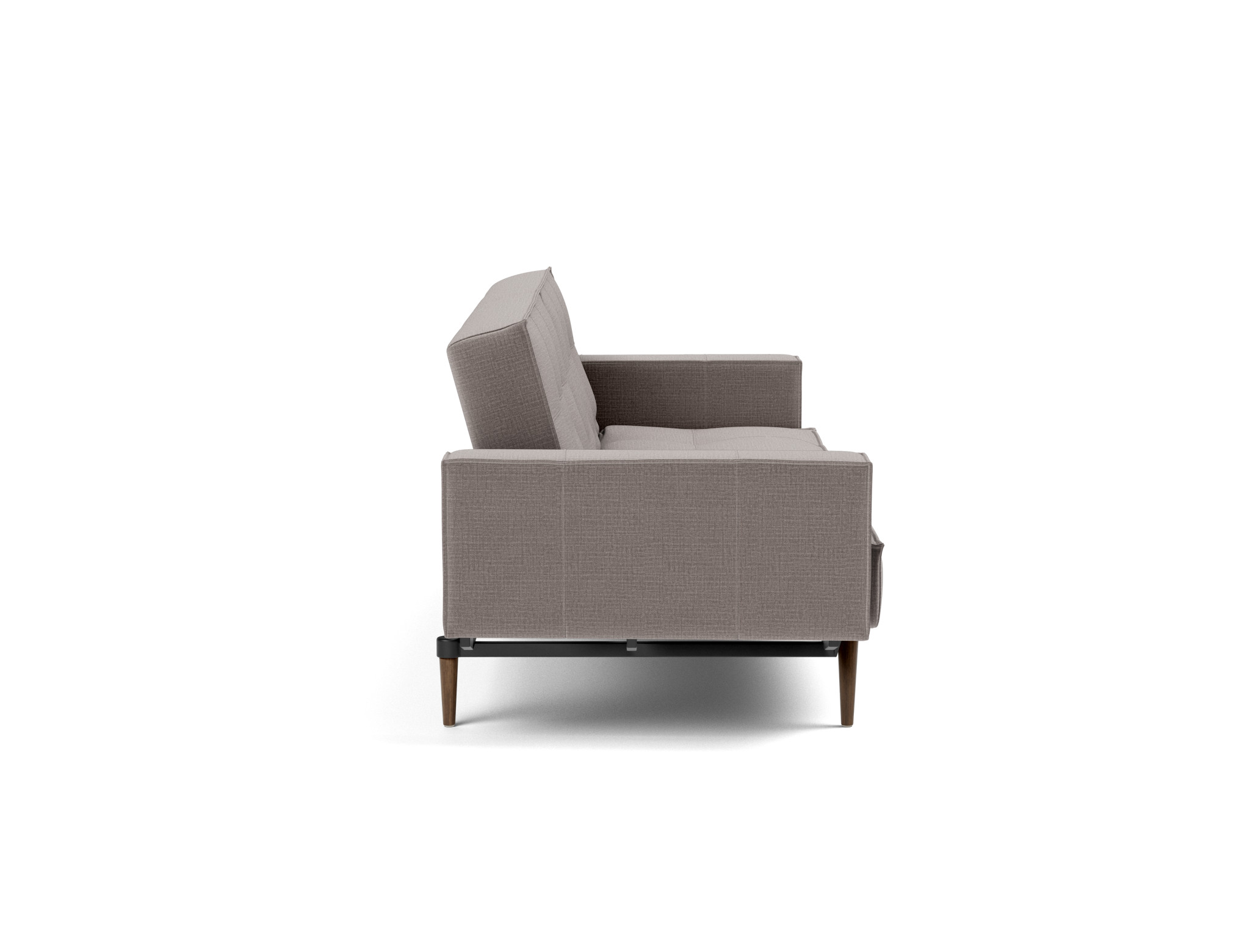 Schlafsofa Splitback mit Armlehnen Chenille Esina 418-Truffle Beine Styletto Eiche dunkel