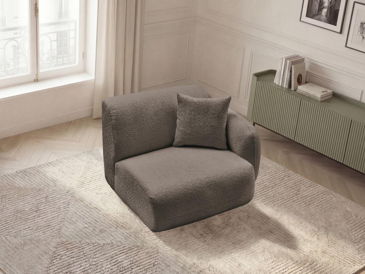 Bobochic Anda Sofamodul 1-Sitzer 104 × 103 cm Chenille Taupe Ecke rechts