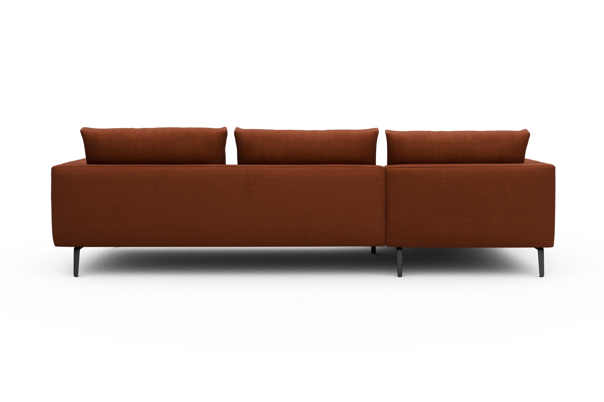 Ecksofa Karl Chaiselongue links mit 2,5-Sitzer Corduroy-Burnt-Orange
