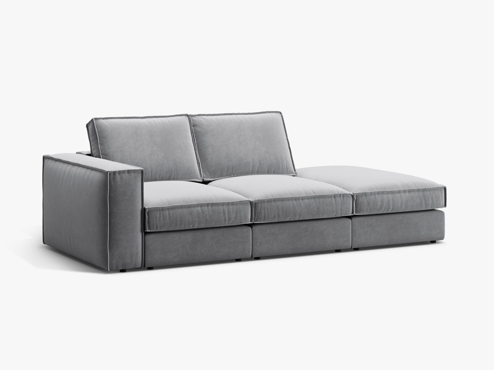 Micadoni modulares offenes Sofa Pola 3-Sitzer Rechts Samt Salvador Grau