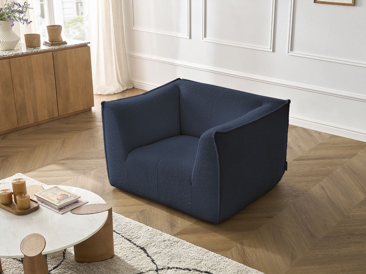 Bobochic Giorgia Sessel Bouclé-Stoff Dunkelblau