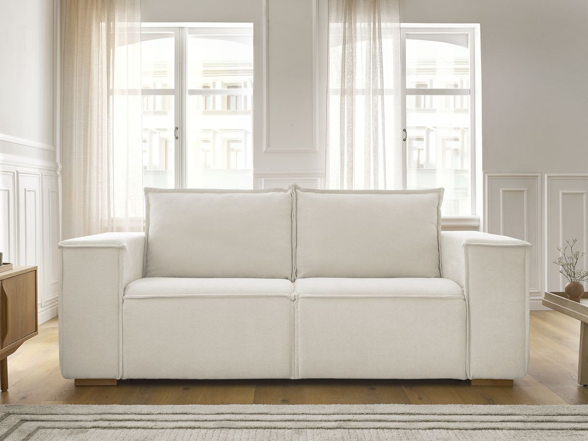Bobochic Chelsea Schlafsofa 3-Sitzer Strukturstoff Weiß, Liegefläche 160 × 200 cm