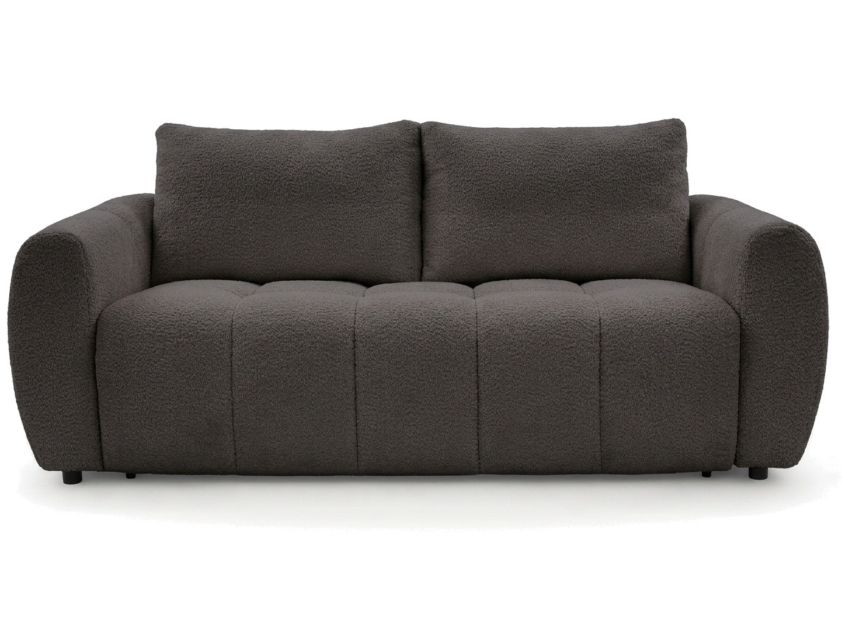 Bobochic Fuji Schlafsofa 3-Sitzer Bouclé-Stoff Dunkelgrau