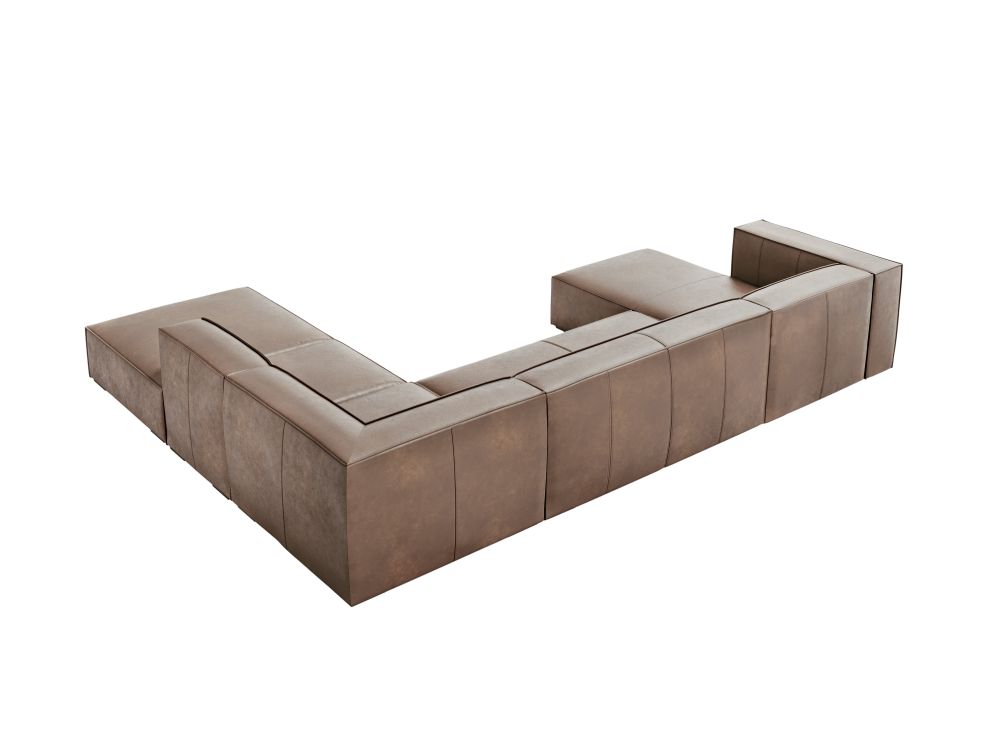 Cosmopolitan Design Panoramasofa Turin 6-Sitzer 365 cm Leder Granada Dunkelbeige Rechts