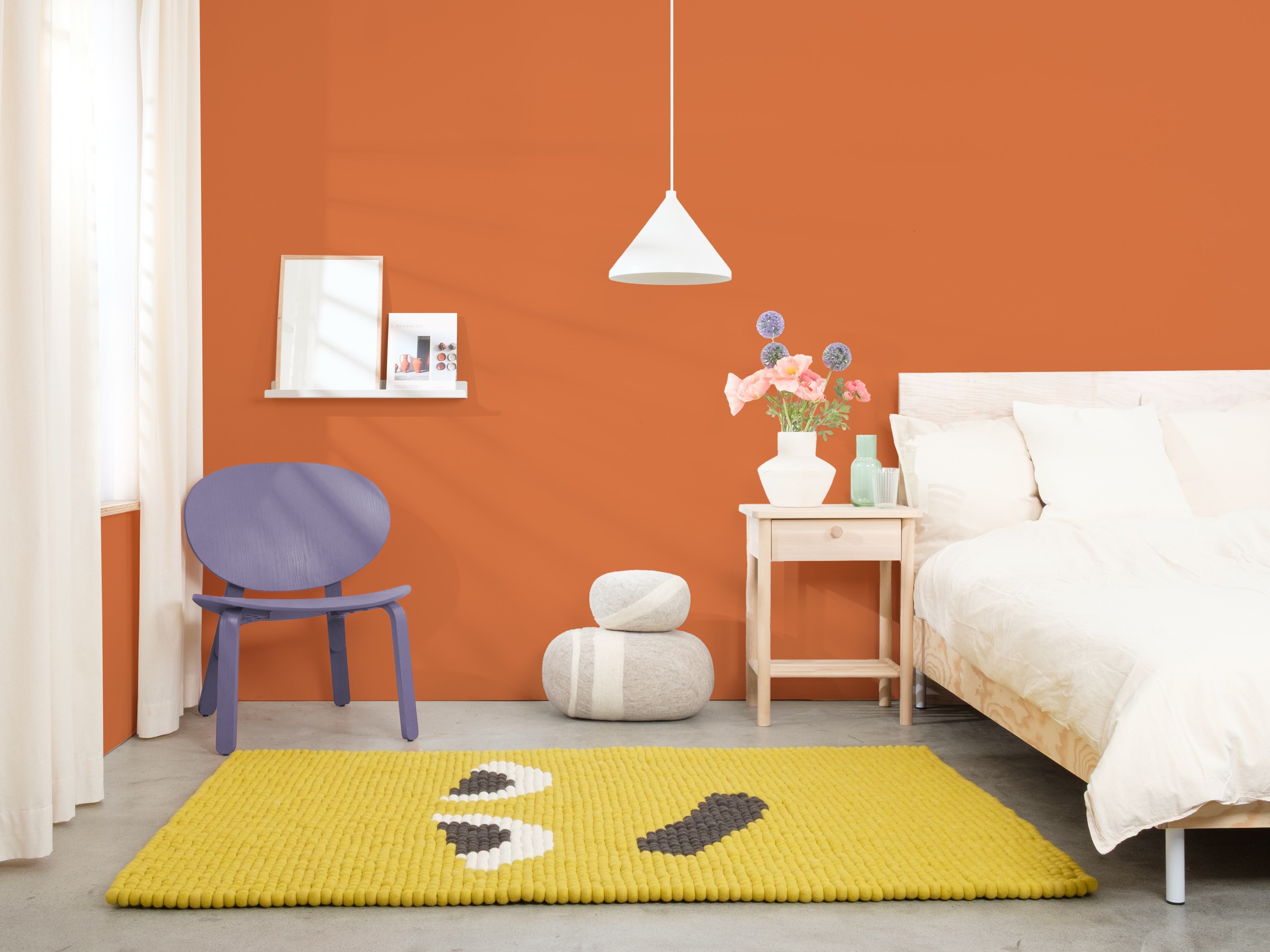 myfelt Horst Filzkugelteppich Gelb