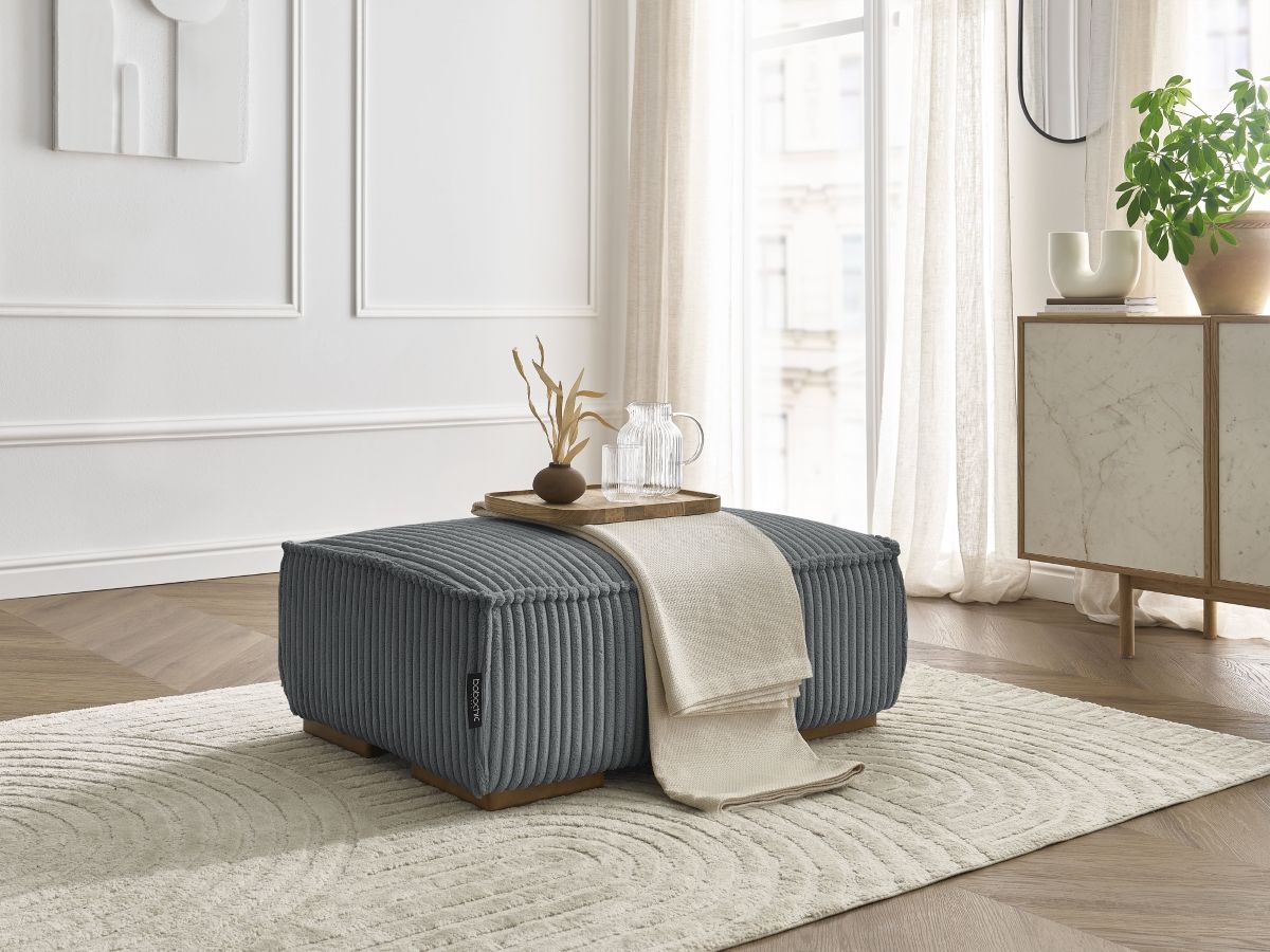 Bobochic Chelsea Pouf Breitcord weich Dunkelgrau