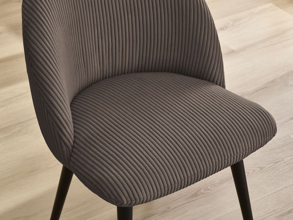 Bobochic Lalie Esszimmerstuhl mit skandinavischen Beinen, schwarz Cordsamt Braun