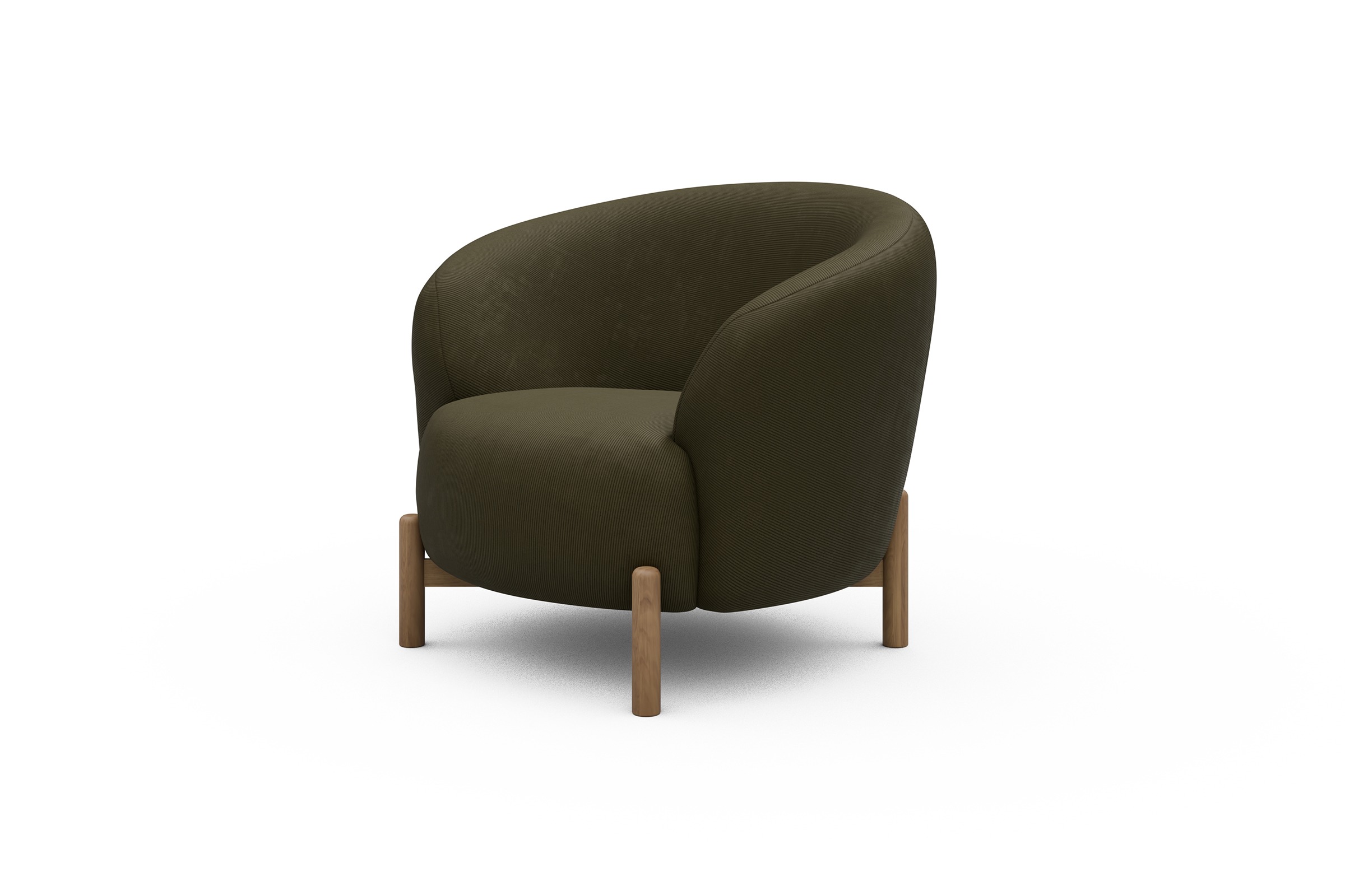 Sessel Ronda Holzbeine Eiche Natur Cordufine-Pine-Green