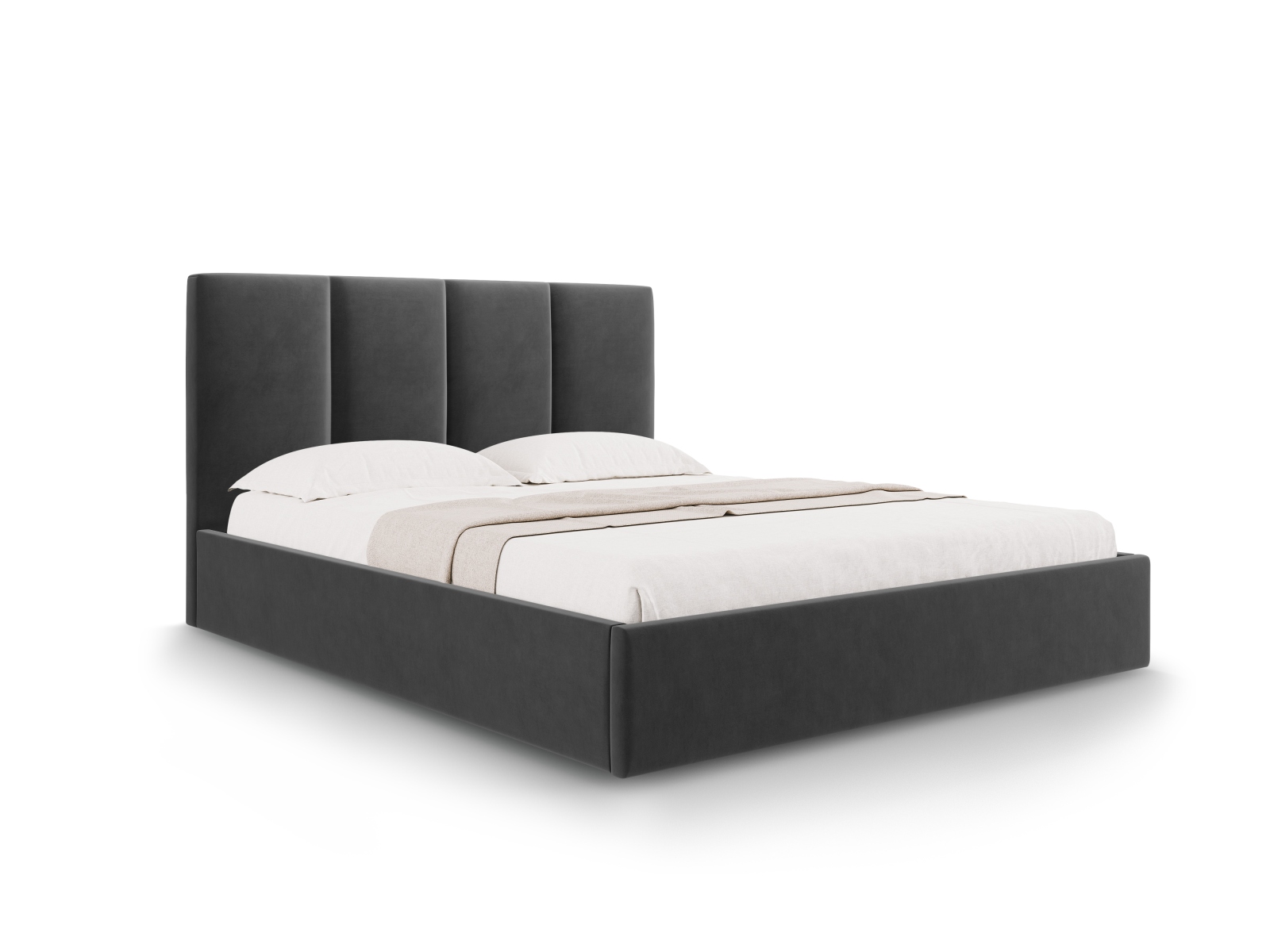 Micadoni Bett Pyla Samt Dunkelgrau 140x200