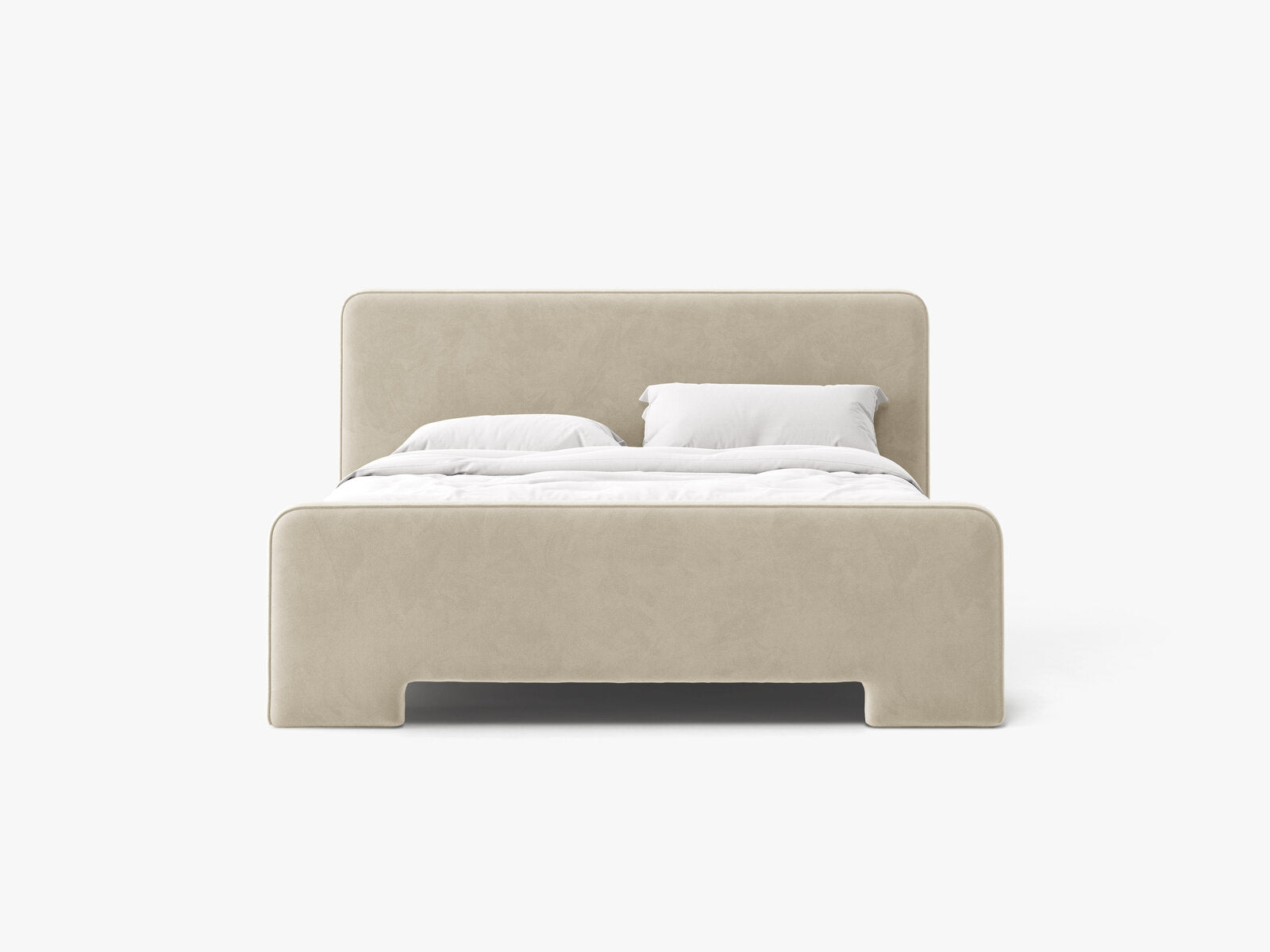 Micadoni Eda Bett mit Kopfteil Samt Casino Helles Beige 140x200