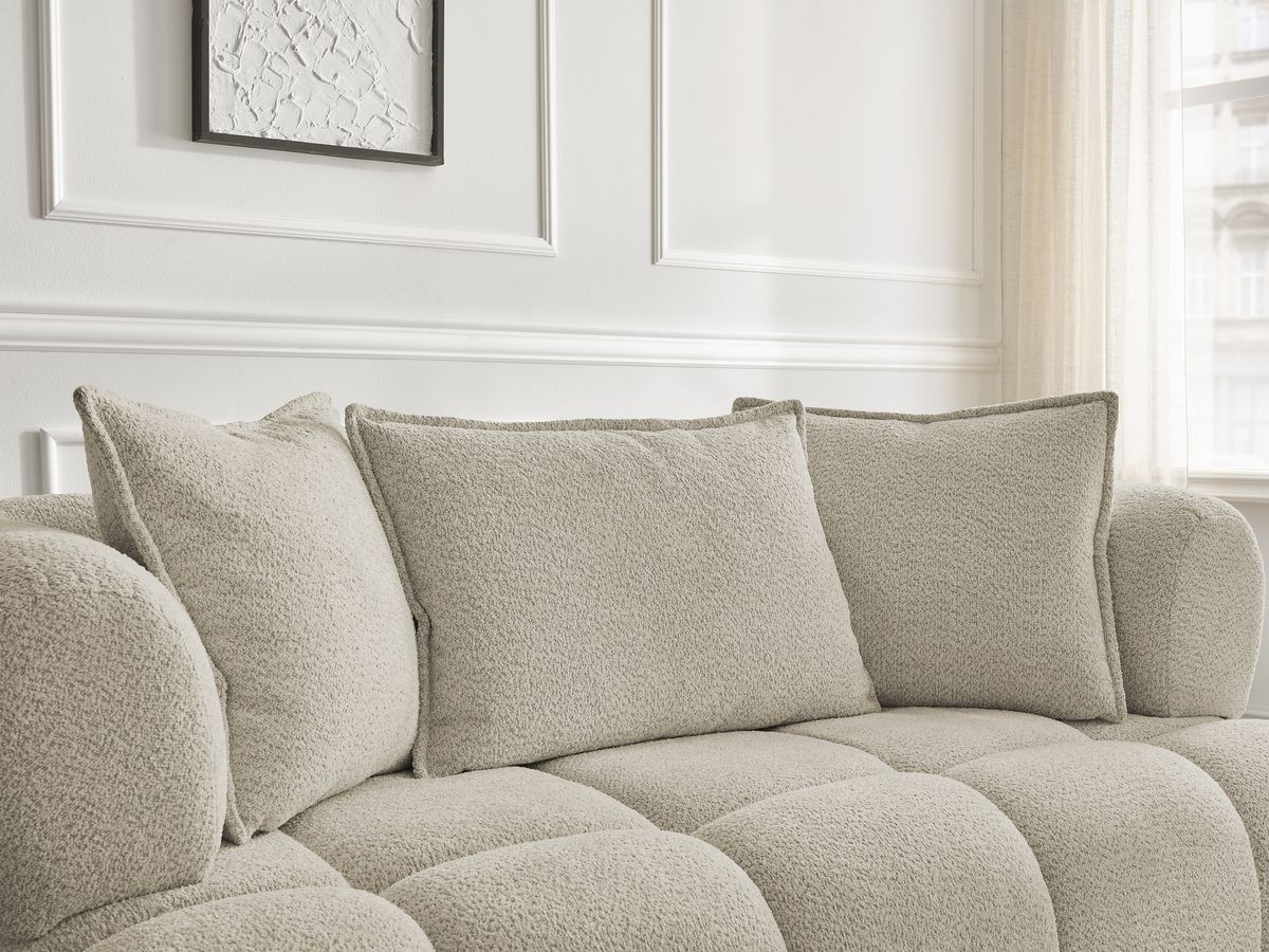 Bobochic Alya Sofa 2-Sitzer mit Pouf Bouclé-Stoff Beige