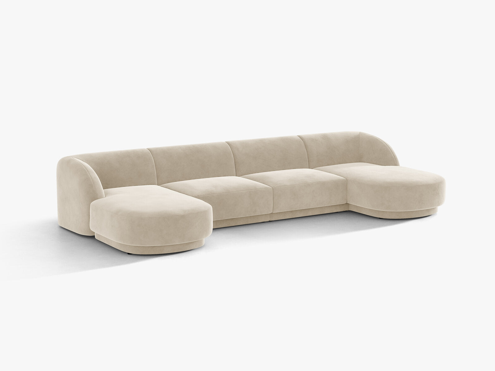 Micadoni Panorama-Sofa Miley 5-Sitzer Samt Bluvel Dunkelbeige