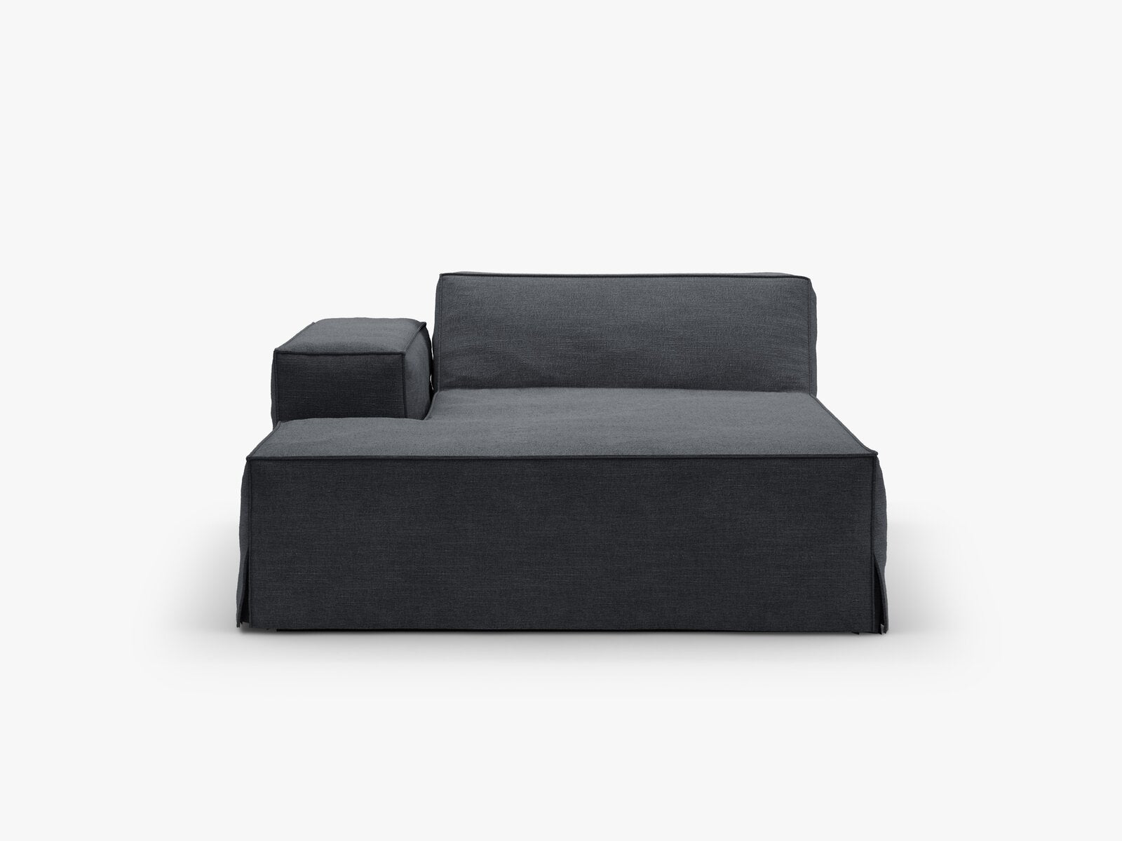 Micadoni Recamiere Jodie 1-Sitzer Links Strukturierter Stoff Lins Grau und Blau