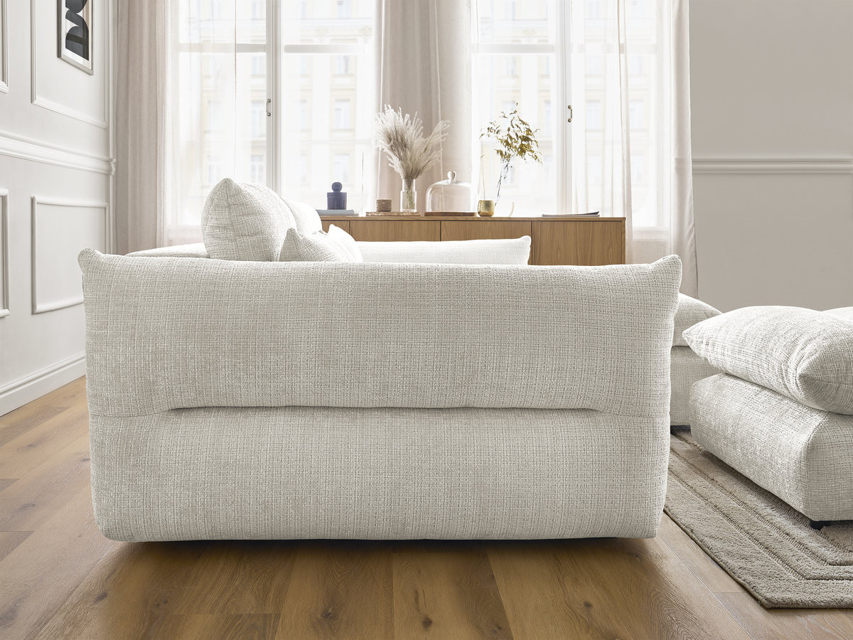 Bobochic Neil Ecksofa mit Pouf Strukturstoff Weiß Ecke rechts