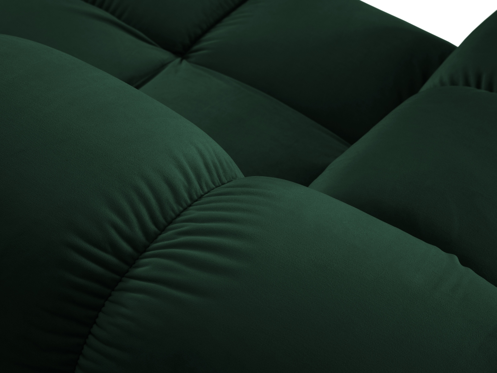 Micadoni Modulares Panorama Ecksofa Bellis 7-Sitzer Rechts Samt Bluvel Flaschengrün