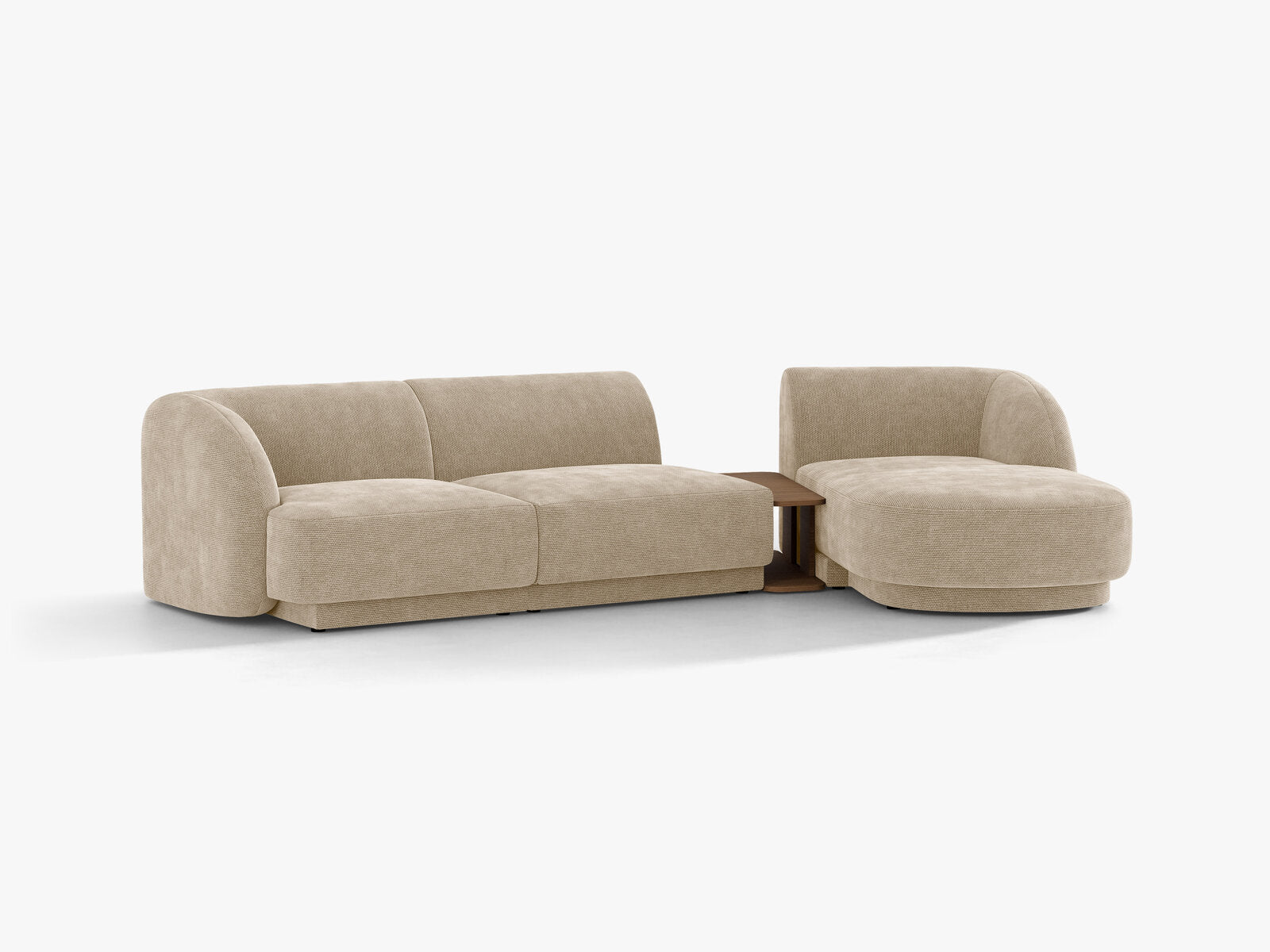 Micadoni Modulares Sofa Miley mit Recamiere 3-Sitzer Rechts Chenille Eden Beige