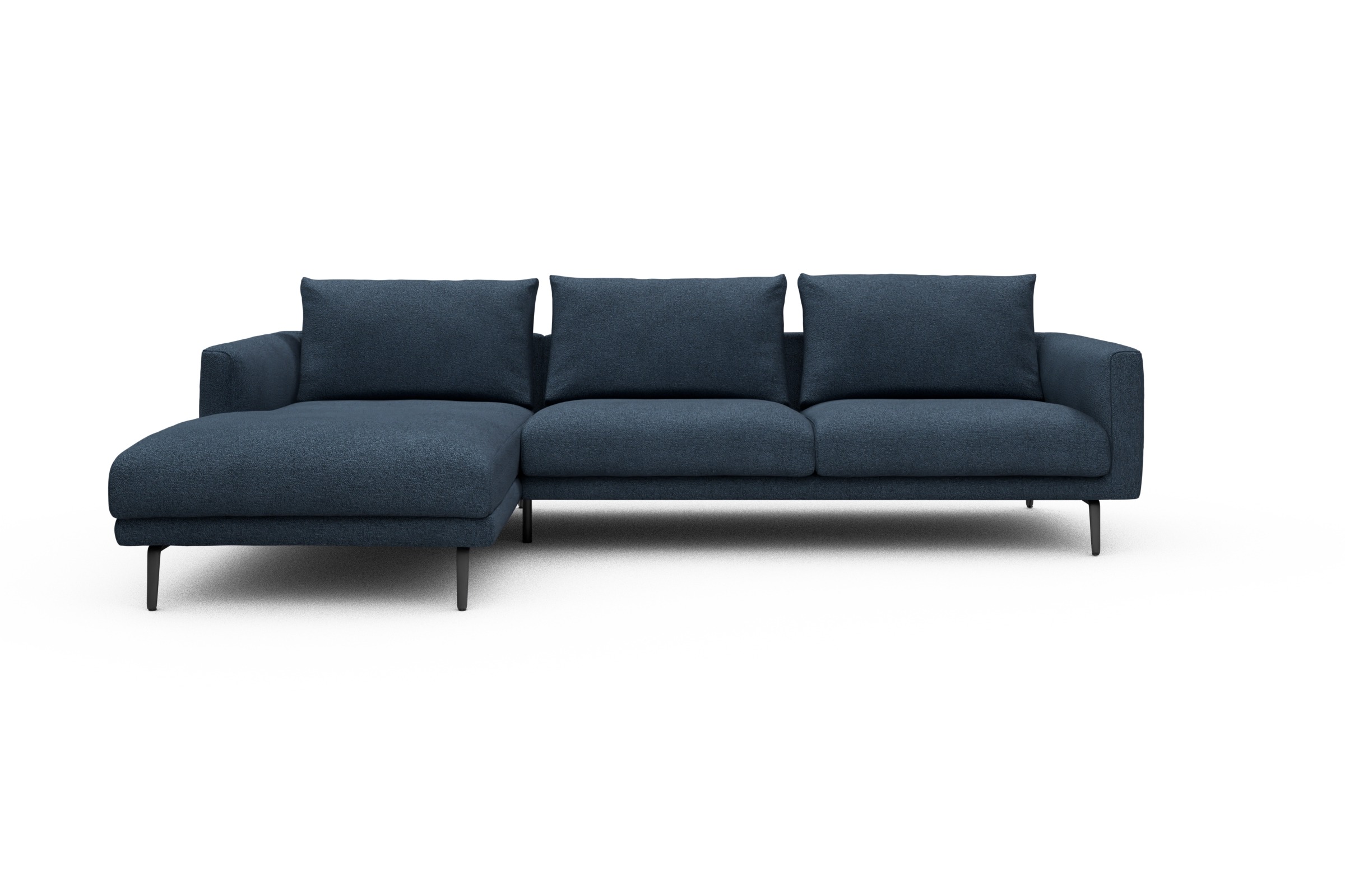 Skandi Home Ecksofa Karl Chaiselongue links mit 2,5-Sitzer Boucle-Blue moebelfaktor