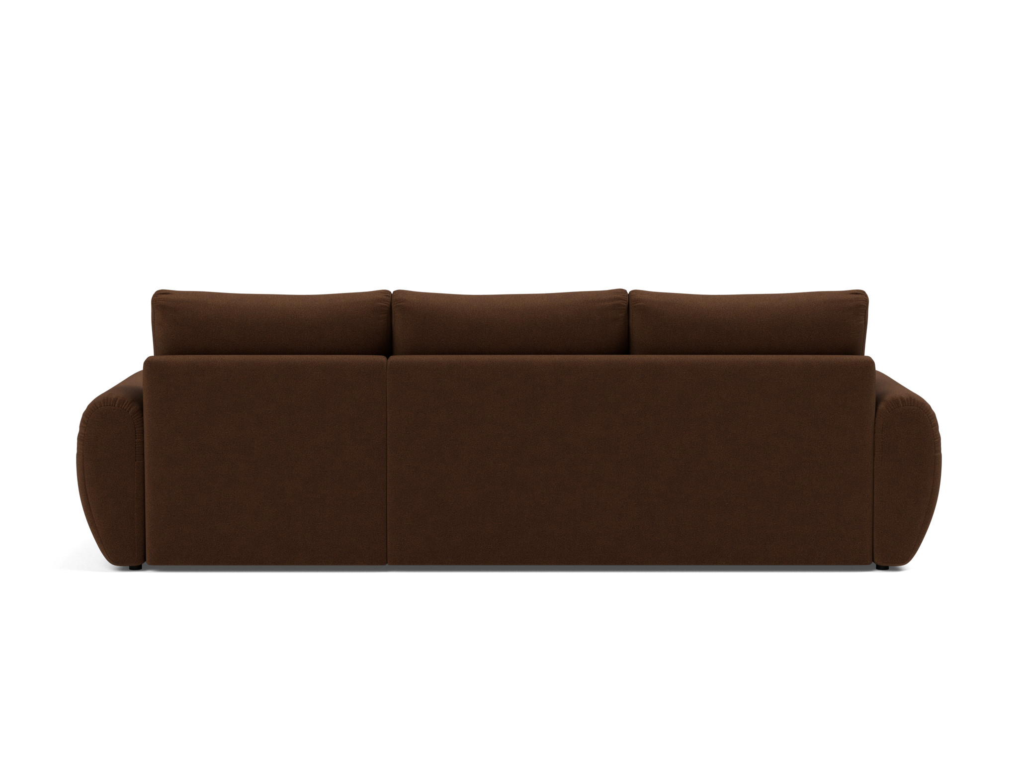 Schlafsofa Norum mit Chaiselongue und Curve-Armlehnen Strukturierter Stoff Taura 359-Cappuccino