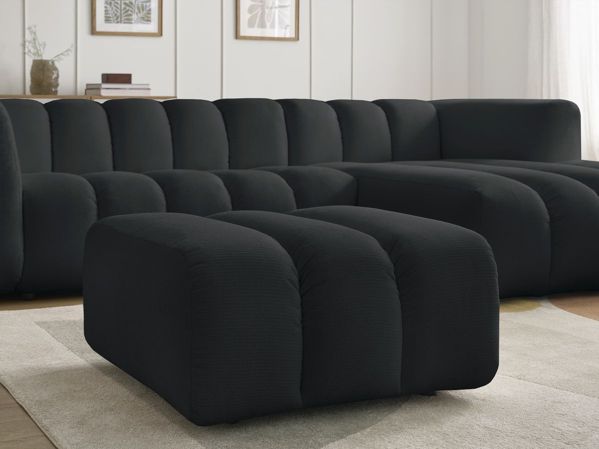Bobochic Talia Ecksofa mit Pouf Melange-Stoff Schwarz Ecke rechts