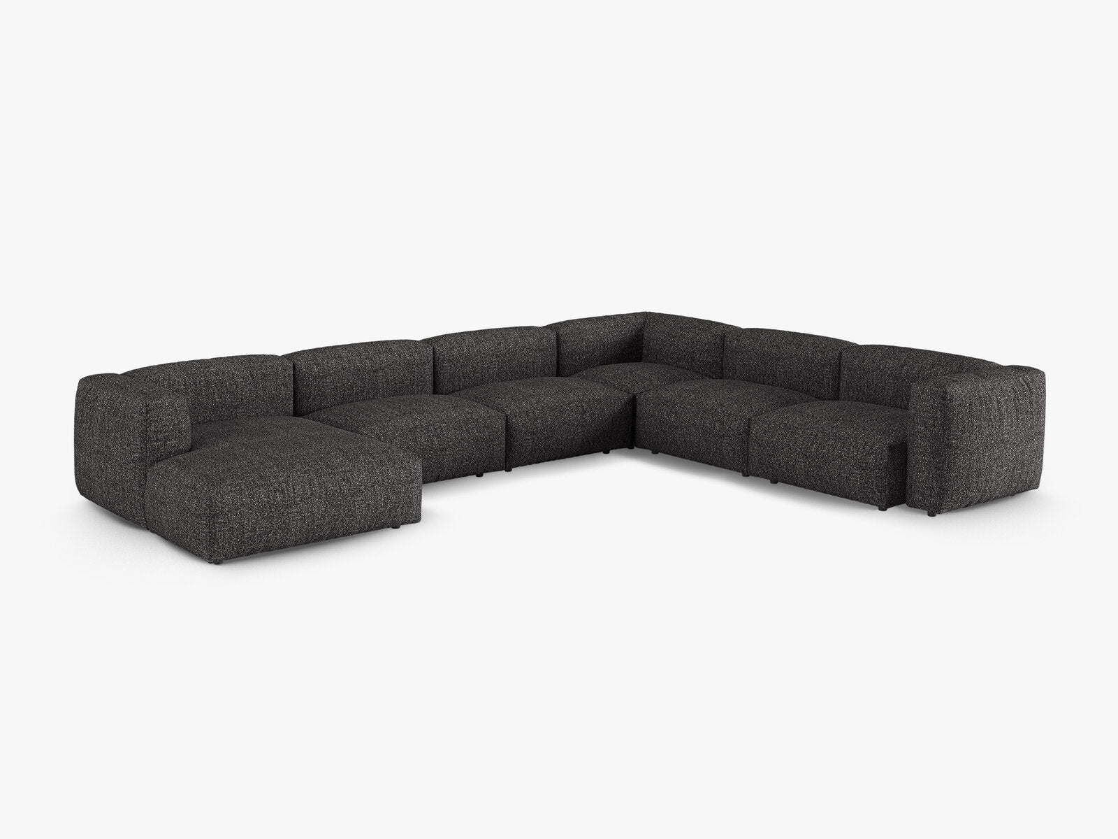 Micadoni modulares Ecksofa XL Martina 6-Sitzer 90cm Sitztiefe Rechts Boucle Monet Anthrazit