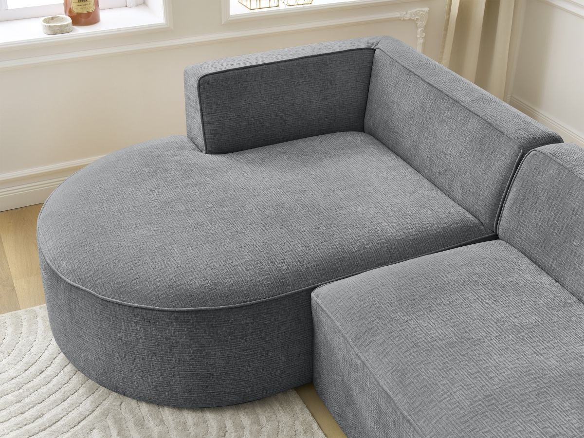 Bobochic Rousseau Ecksofa Strukturstoff Dunkelgrau Ecke links