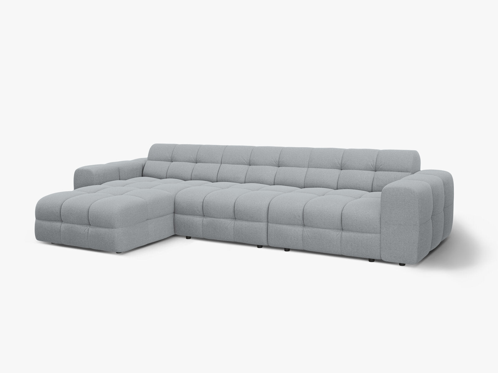Micadoni Ecksofa Kendal 5-Sitzer Links Strukturierter Stoff Platinum